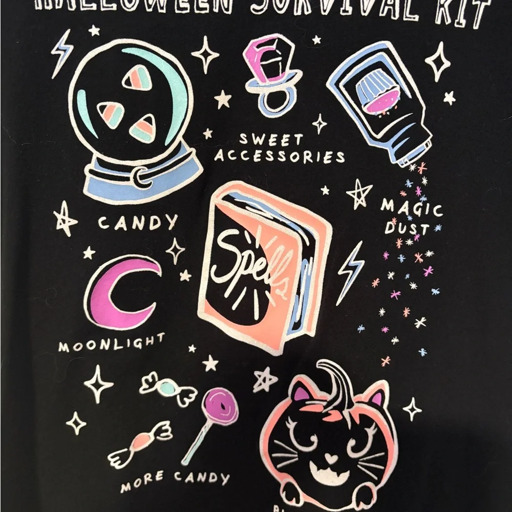 Justice Black Graphic Halloween Tee 14/16